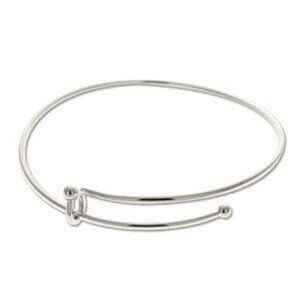 Adjustable EXPANDABLE Bangle Bracelet, Add a Charm, Bright Silver Plate BRAC500S